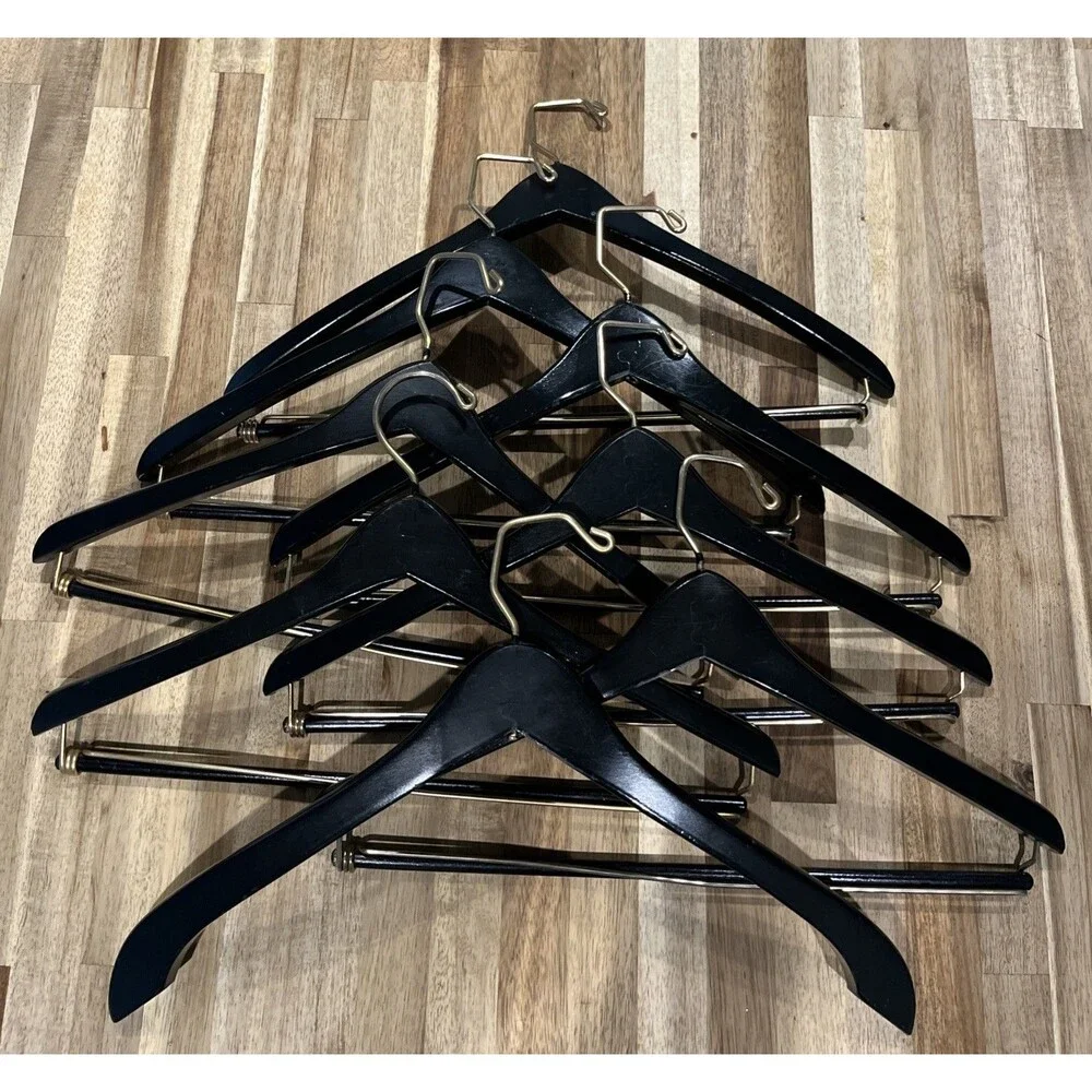 Oxford Clothes Wooden Pant Hangers and 1 Shirt (7 Pant Hangers, 1 Shirt Hanger)